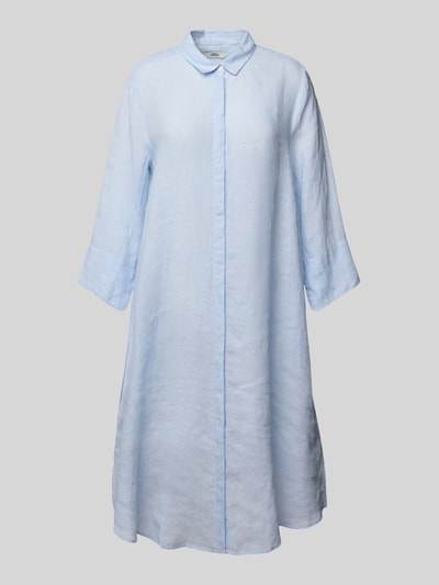 0039 Italy Knielanges Hemdblusenkleid aus Leinen mit 3/4-Arm Modell 'GRACY' Bleu 2