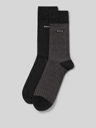 Produktfoto, Socken mit Label-Detail im 2er-Pack von BOSS, mieszanka bawełny z dodatkiem streczu, elastyczne prążkowane ściągacze, detal z logo