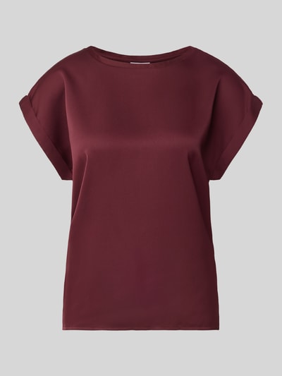 Produktfoto, T-Shirt aus Satin mit Rundhalsausschnitt Modell 'ELLETTE' von VILA in Bordeaux, Damen T-Shirt, Regular-Fit, glatte Struktur