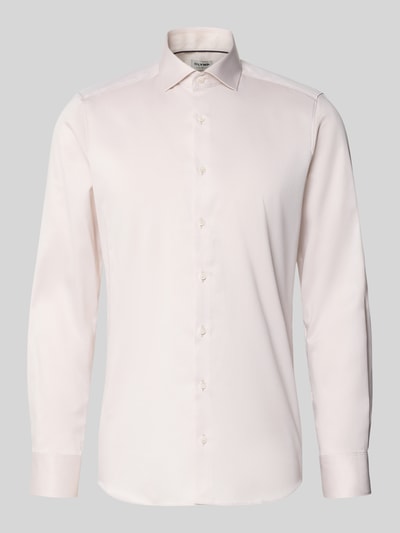 Produktfoto, Slim Fit Business-Hemd in unifarbenem Design mit Kentkragen von OLYMP Level Five aus reiner Baumwolle, hell, glatte Struktur, Knopfleiste, Modell Royal Kent, Größe 40: Rückenlänge 81 cm, Schulterbreite 44 cm, Ärmellänge 68 cm