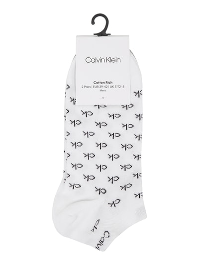 CK Calvin Klein Sneakersocken mit Stretch-Anteil im 2er-Pack  Weiss 2