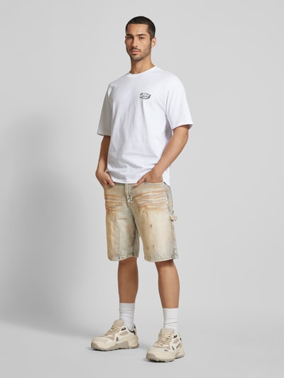 REVIEW Regular Fit Jeansshorts im Used-Look Beige 1