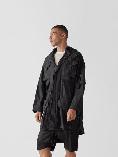 Greg Lauren Mantel mit Pattentaschen Black 4