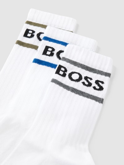 BOSS Sokken met labeldetail in een set van 3 paar, model 'Rib Stripe' Wit - 2