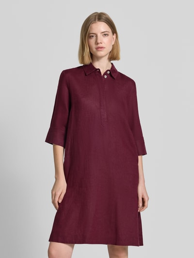 Christian Berg Woman Knielanges Hemdblusenkleid aus Leinen mit 3/4-Arm Schoko 4