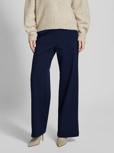 Raffaello Rossi Regular fit stoffen broek met elastische band, model 'PALINA' Marineblauw - 4