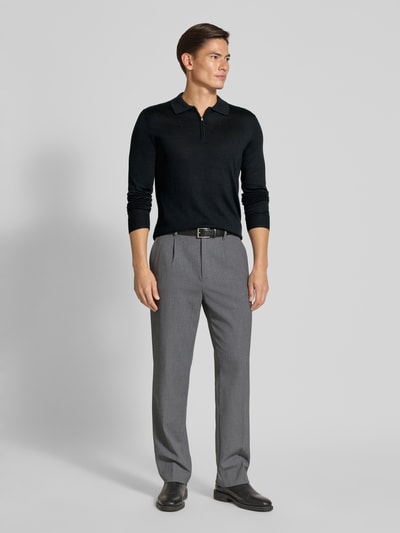 Christian Berg Men Strickpullover aus Merino-Mix mit Umlegekragen Black 1