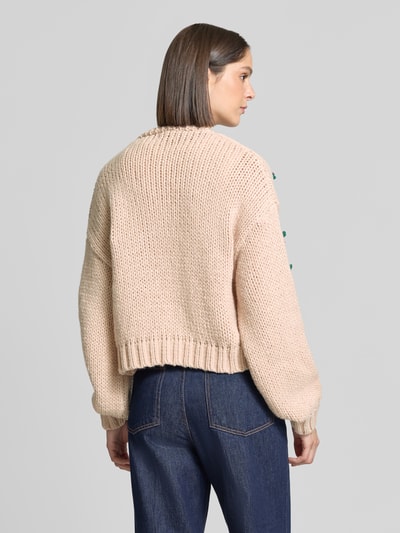 Apricot Regular fit gebreid jack met aardbeienborduursel Zand - 5