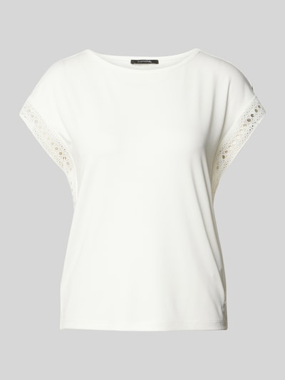 comma T-shirt z haftem angielskim Złamany biały 2