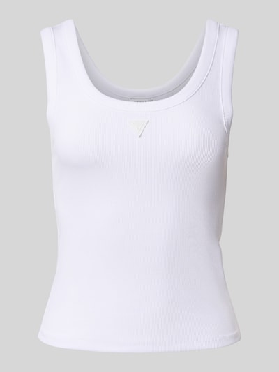 Guess Tanktop in Ripp-Optik mit Label-Detail Weiss 2