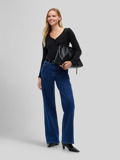 Tommy Jeans Bluzka z długim rękawem z dekoltem henley Czarny 1