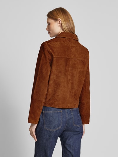 Zadig & Voltaire Jacke in Leder-Optik mit Eingrifftaschen Modell 'LESSA' Cognac 5