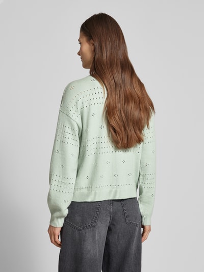 Vila Cardigan met broderie anglaise, model 'RIL' Rietgroen - 5