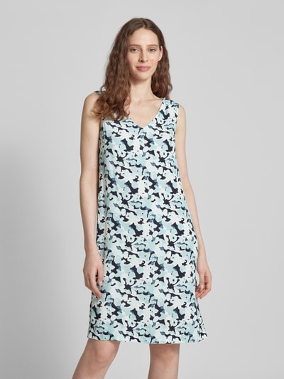 Tom Tailor Mini-jurk van viscose met bloemenmotief en V-hals Marineblauw - 4