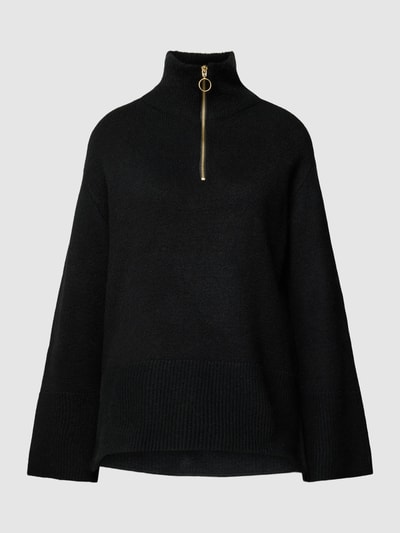 Vero Moda Strickpullover mit kurzem Reißverschluss Modell 'PHILINE' Black 2