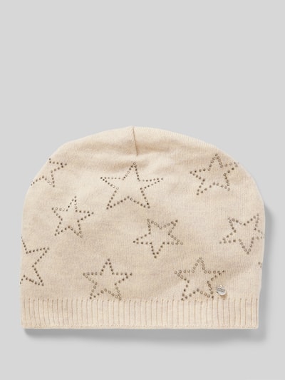 CAPELLI NEW YORK Beanie mit Label-Detail und Woll-Anteil Beige Melange 1