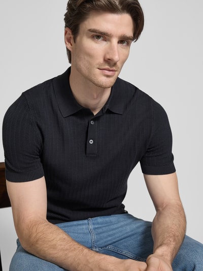 JOOP! Collection Koszulka polo męska JOOP! Collection;Czysta bawełna;Krój regular fit;Model ‘Mauron’;Kołnierzyk polo z krótką listwą guzikową;Fakturowany wzór;Aplikacja z metką;Prążkowane wykończenia;Długość tyłu w rozmiarze M: 71 cm Granatowy 3