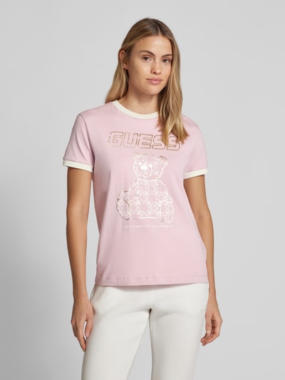 Guess Activewear T-shirt z nadrukiem z motywem z logo Brudnoróżowy 4