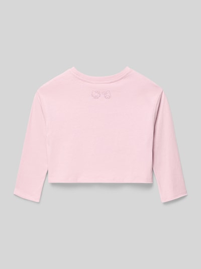 Produktfoto, Longsleeve mit Motiv-Print von Mango aus Reine Baumwolle in zartem Rosa, Regular-Fit, gerippter Rundhalsausschnitt, Rückenlänge 33 cm bei Größe 116.