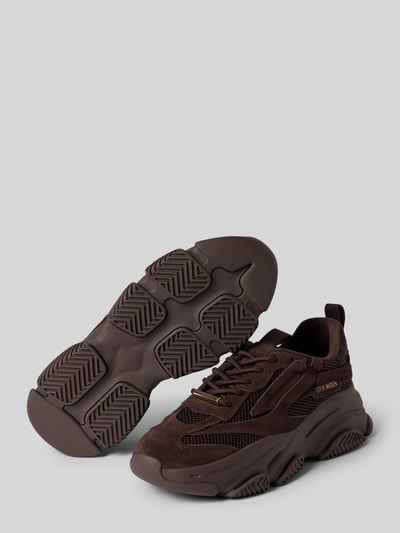 Produktfoto, Sneaker mit Label-Detail Modell 'Possession' von Steve Madden in bruin, afgerond model, vetersluiting, geprofileerde profielzool, hakhoogte maat 40: 6 cm, schachthoogte maat 40: 6 cm, schachtbreedte maat 40: 8 cm, dames sneakers