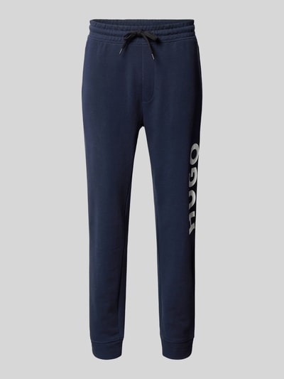 HUGO Sweatpants met labelprint, model 'Dutschi' Donkerblauw - 2