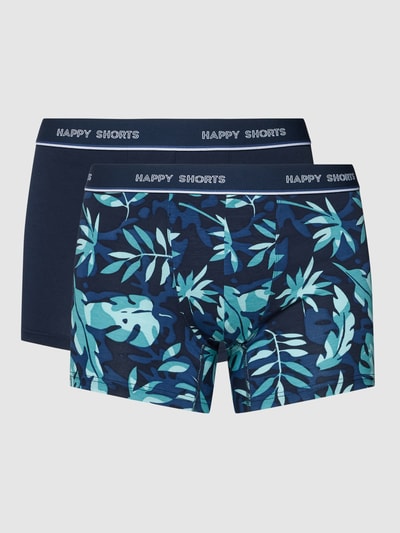 Happy Shorts Trunks mit elastischem Logo-Bund Modell 'Leaves' Dunkelblau 2