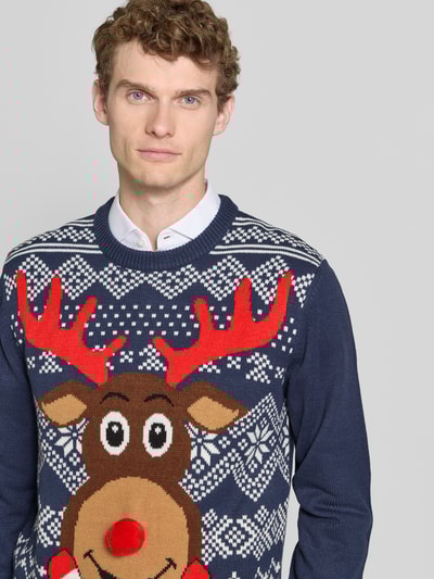 Montego Strickpullover mit gerippten Abschlüssen Marine 3