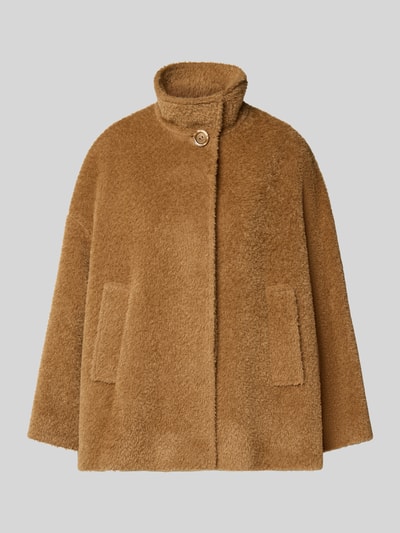 ICONS Cinzia Rocca Kurtka z mieszanki żywej wełny i wełny z alpaki ze stójką Camel 2