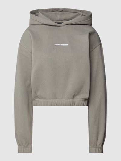 PEGADOR Oversized Hoodie mit Logo-Stitching Modell 'KIM' Mittelgrau 2