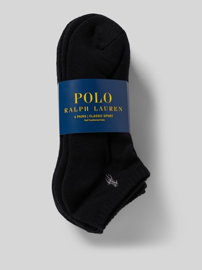 Produktfoto, Sneaker-Socken aus Baumwoll-Mix im 6er-Pack von Polo Ralph Lauren Underwear, czarne, gładkie, z logo, elastyczny, 6 sztuk