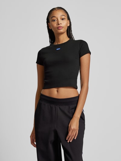 Hugo Blue Cropped T-Shirt mit Label-Detail Black 4