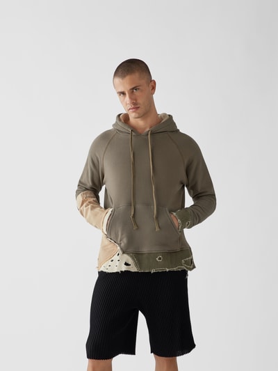 Greg Lauren Hoodie im Patchwork-Look Khaki 4