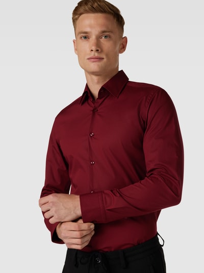 BOSS Slim Fit Business-Hemd mit Kentkragen Modell 'HANK' Bordeaux 3