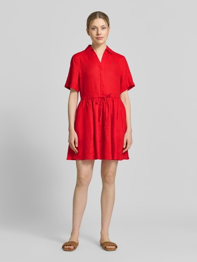 Tommy Hilfiger Ausgestelltes Freizeitkleid aus reinem Leinen Rot 1