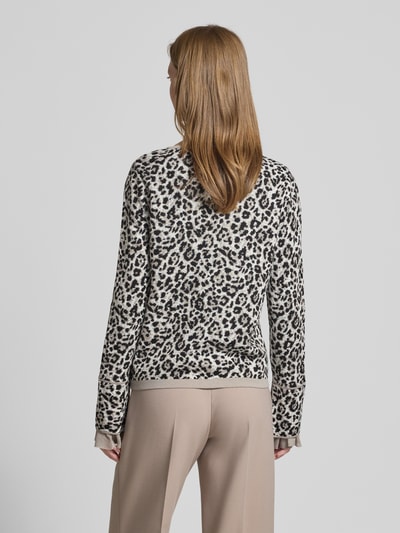 monari Sweter z dzianiny z prążkowanymi wykończeniami Szarobrązowy 5