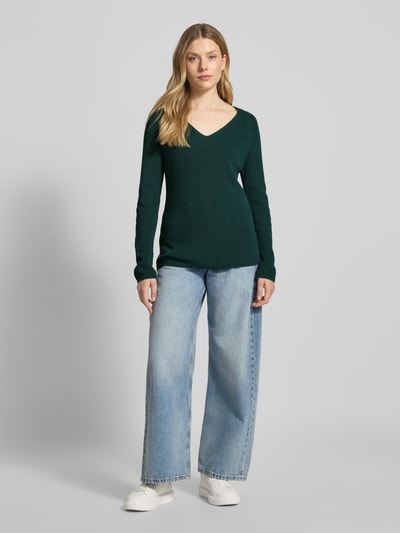 s.Oliver RED LABEL Sweter z dzianiny kroju regular fit z mieszanki bawełny Ciemnozielony 1