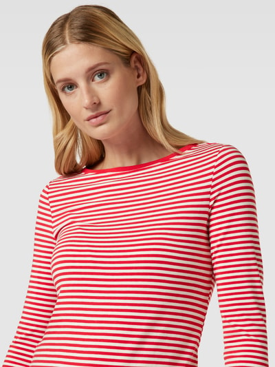 Montego Longsleeve mit Streifenmuster und U-Boot-Ausschnitt Rot 3