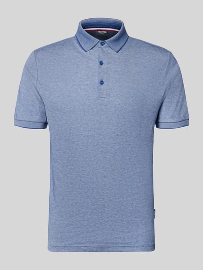 Produktfoto, Slim Fit Poloshirt mit Label-Detail von HECHTER PARIS in Hellblau, Baumwollmischung, elastische Abschlüsse, glatte Textur