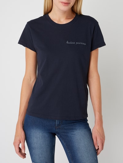 Review T-Shirt mit Message-Stickerei  Marine 3