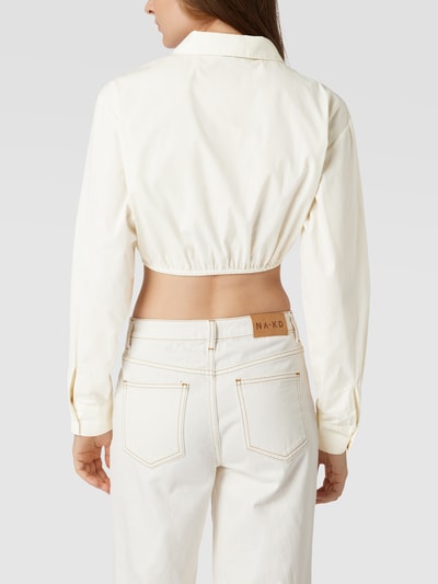 NA-KD Korte blouse met haaikraag Offwhite - 5
