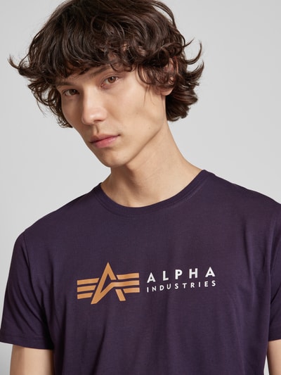 Alpha Industries T-shirt z nadrukiem z logo Śliwkowy 3