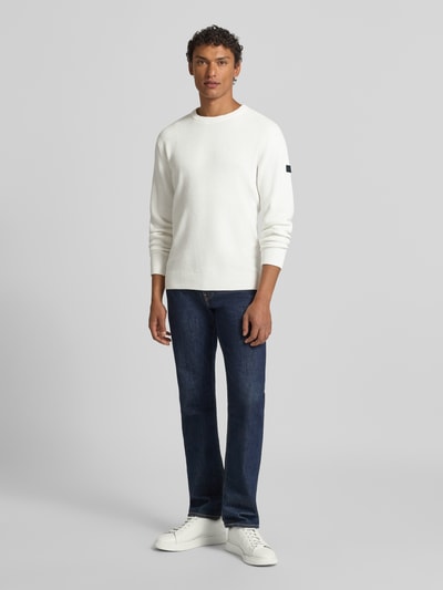 Tom Tailor Regular Fit Strickpullover aus Baumwoll-Mix Offwhite Melange 1