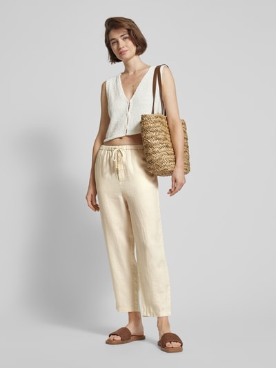 Mango Leinenhose aus reinem Leinen Beige 1