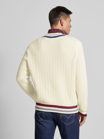 Lacoste Strickpullover mit V-Ausschnitt Offwhite 5