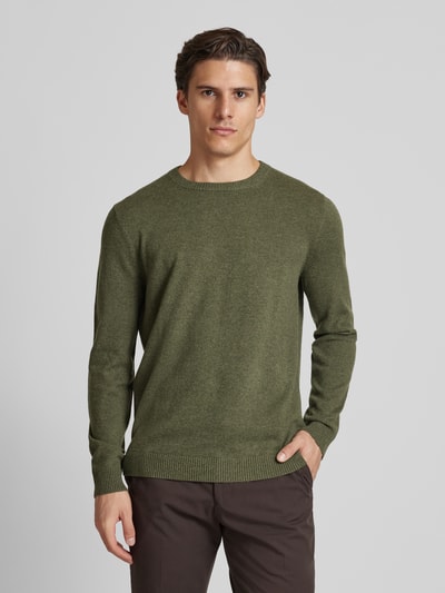 Christian Berg Men Strickpullover mit Rundhalsausschnitt Oliv Melange 4