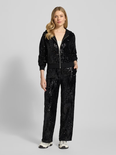 Guess Activewear Wide Leg Hose mit Pailletten Modell 'SEQUINS' Black 1