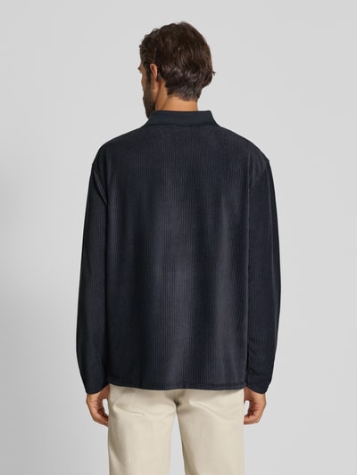 Lindbergh Oversized Poloshirt mit Strukturmuster Dunkelblau 5