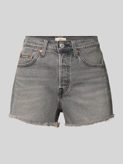 Produktfoto, Regular Fit Jeansshorts aus Baumwoll-Mix Modell '501®' von Levi's®, grauer Denim, 5-Pocket-Design, Label-Patch, sichtbare Struktur.