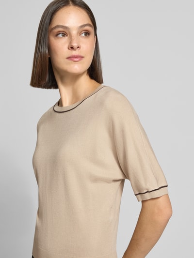 COMMA Regular fit pullover van viscosemix in tricotlook Zand - 3