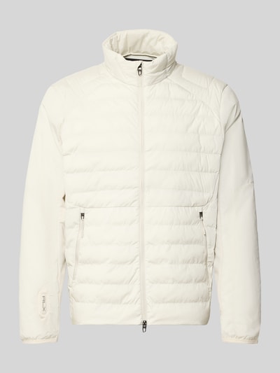 Produktfoto, Regular Fit Sweatjacke mit Steppdetails von Polo Ralph Lauren in einfarbigem Offwhite mit gesteppter Oberfläche und glatter Struktur.